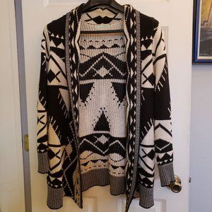 Black and White Open Front Sweater